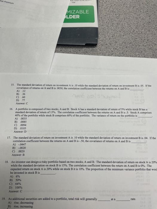 Need to see these worked out for a study guide Premium MIZABLE