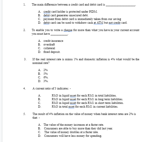 PERSONAL FINANCIAL PLANNING 1. The main difference between a credit card and