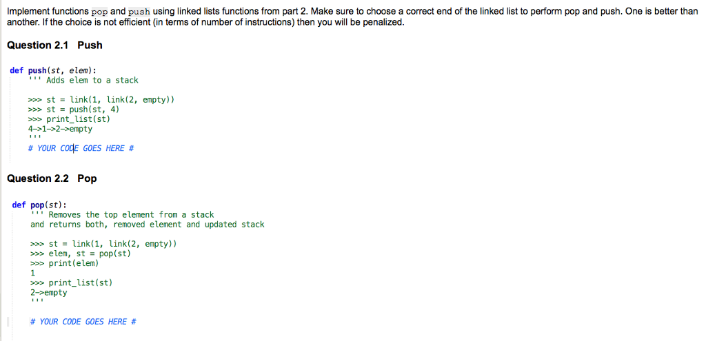 USE ONLY THESE FUNCTIONS: empty = 'empty' def is_link(s): """s is a