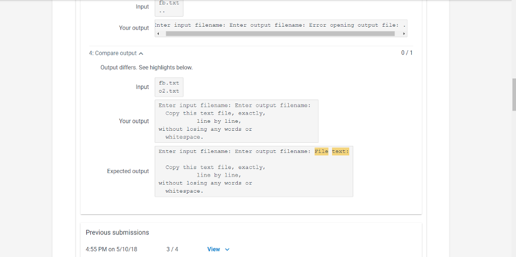 { ifstream inputFile; ofstream outputFile; char filename[30]; cout>filename; inputFile.open(filename); if(!inputFile) { cout>filename;