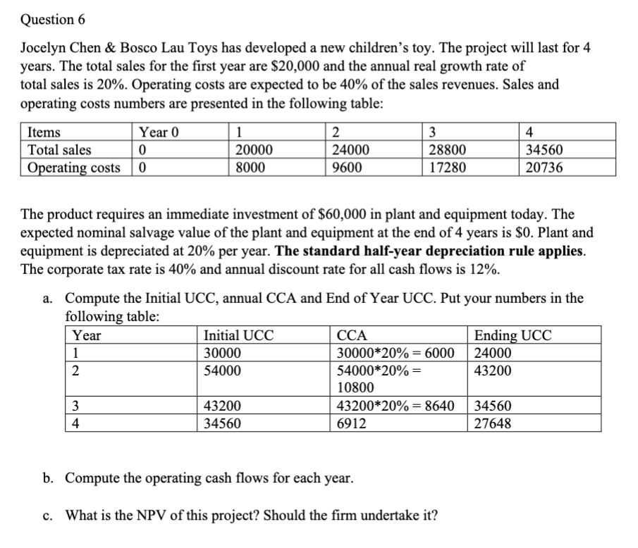 Please solve question 6 showing a step by step solution This is