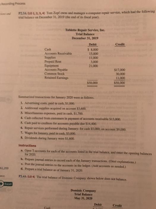  Recording Process P2.34 (LO 1, 2, 3, 4) Torn Zopf owns