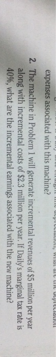  expenses associated with this machine? 2. The machine in Problem 1