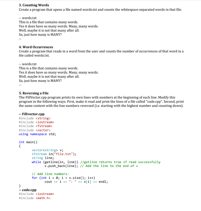  all programs code write in c++ without any error 3. Counting