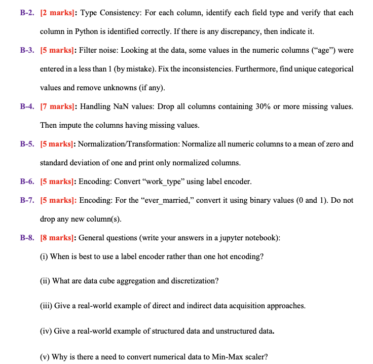 Excel (.csv) file and described in Table 1. Note: Solve all the