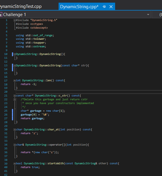 the following string methods O . DynamicString() //Constructs an empty string. Allocating