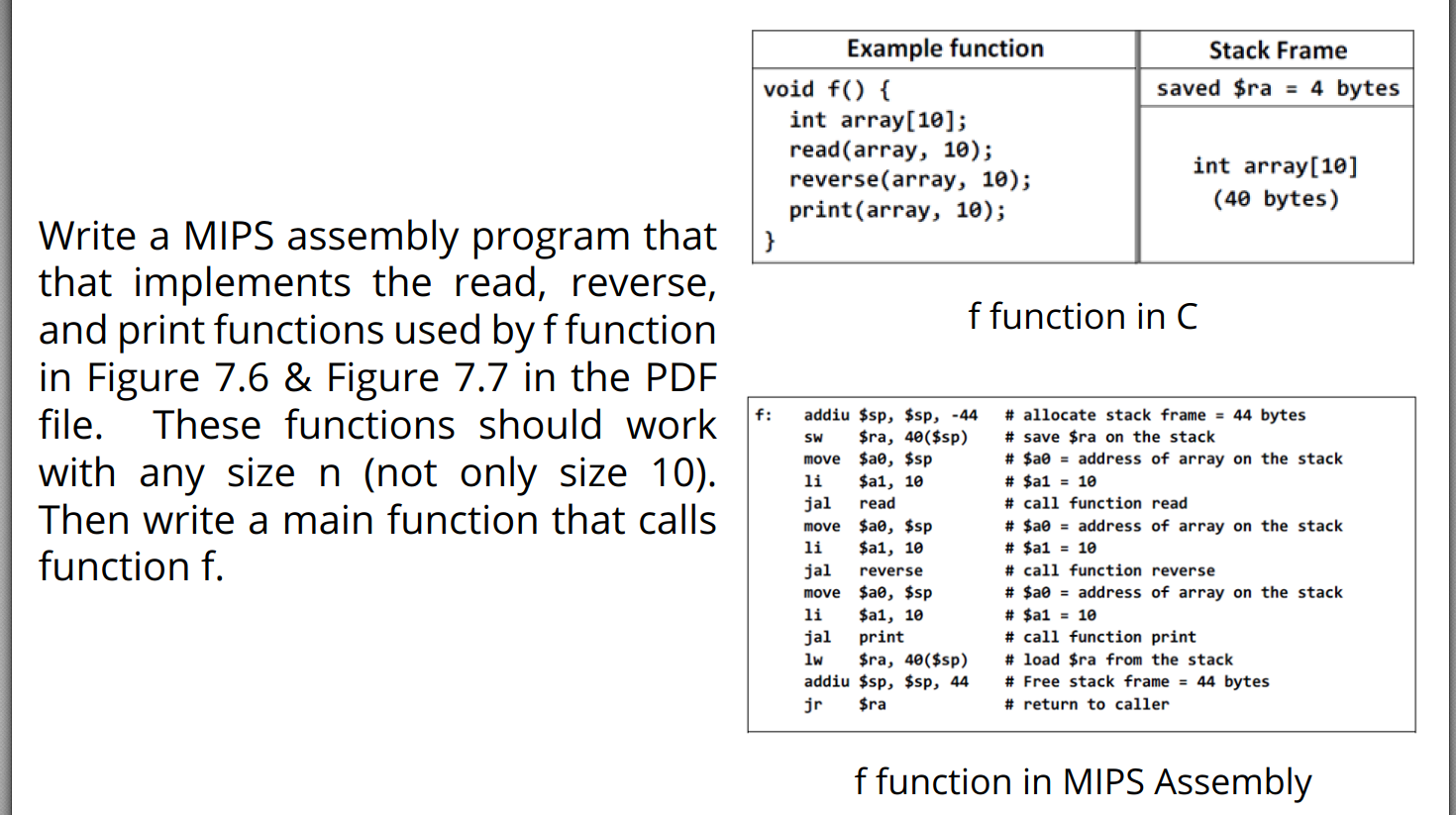 code in assembly please Write a MIPS assembly program that that implements