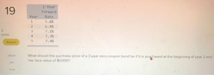 D.) 873.46 E.) 817.84 Consider the following $1,000 par value zero-coupon bonds