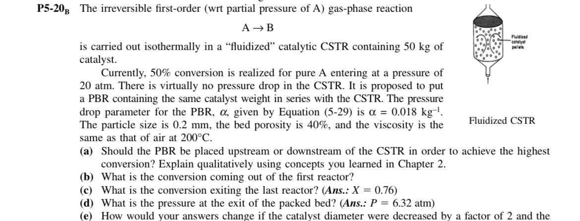  P5-20 B The irreversible first-order (wrt partial pressure of A) gas-phase