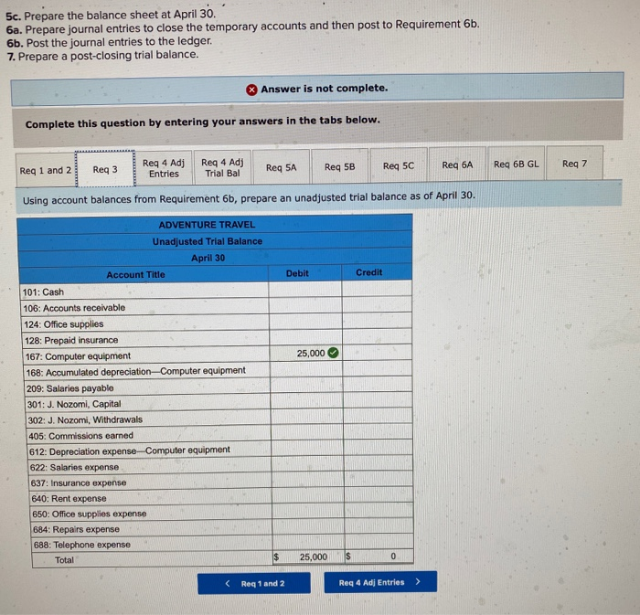 following transactions occurred during the company's first month. April 1 Nozomi invested
