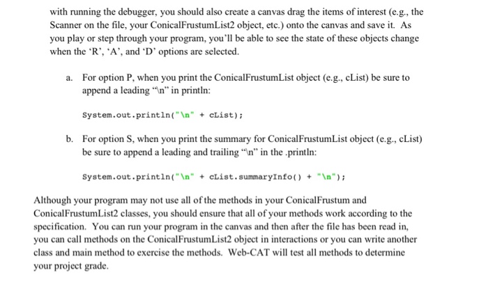 object, and (8) quit the program. IYou should create a new project