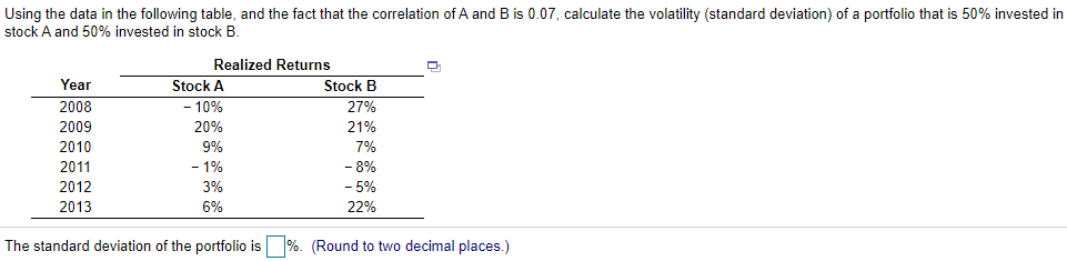  Using the data in the following table, and the fact that