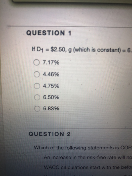 6.5%, and Po-$56, what is the stock's expected capital gains yield for