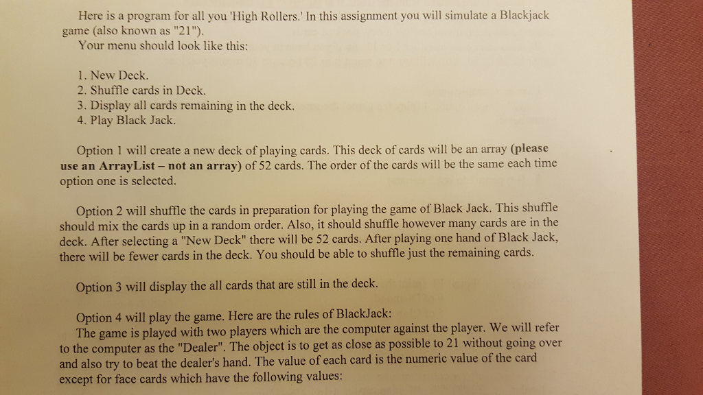 Using java For this program, I will need to create a game