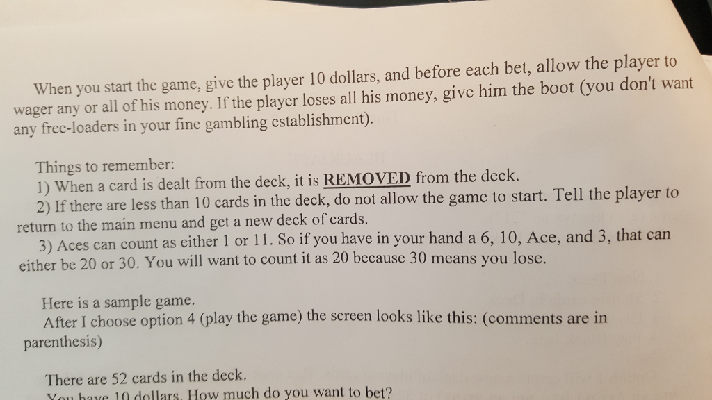 cards in Deck 3. Display all cards remaining in the deck 4.