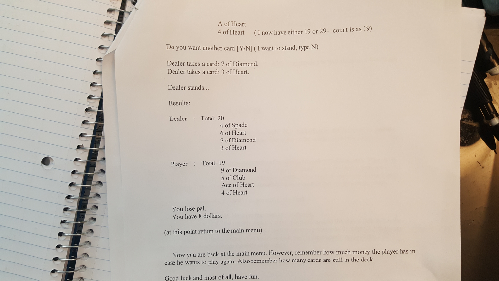 - CONTINUATION OF THE SAMPLE GAME AND FINAL RESULTS Here is a