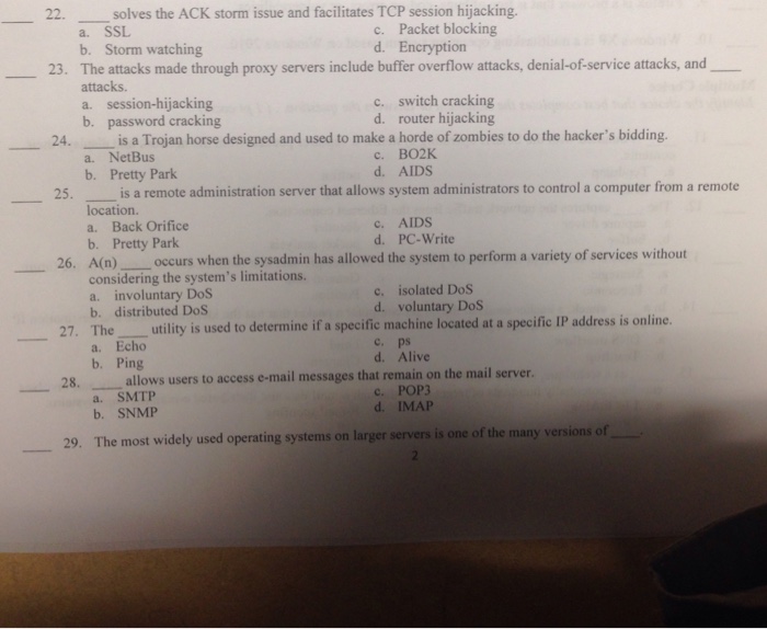  22. solves the ACK storm issue and facilitates TCP session hijacking.