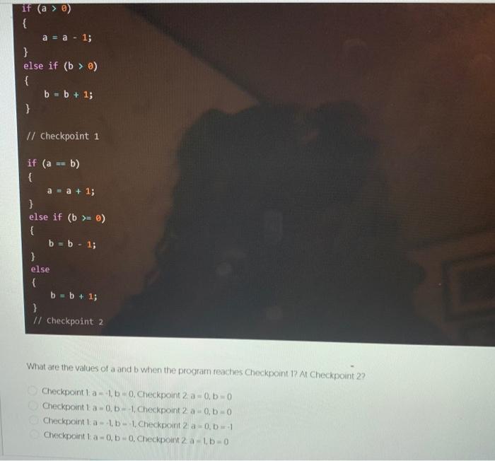 and b in the following block of code: int a = 0;