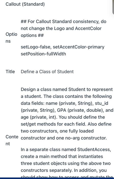  Can someone help please do in java thank youu Callout (Standard)