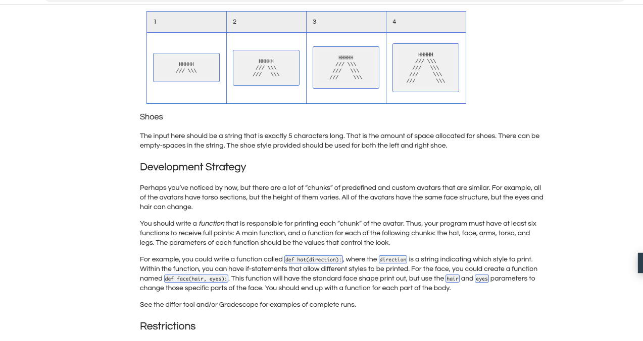 rather, an avatar body. All of the interaction for this program will
