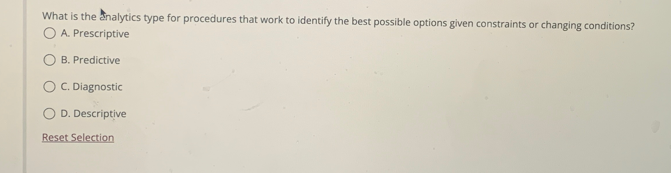  What is the Analytics type for procedures that work to identify