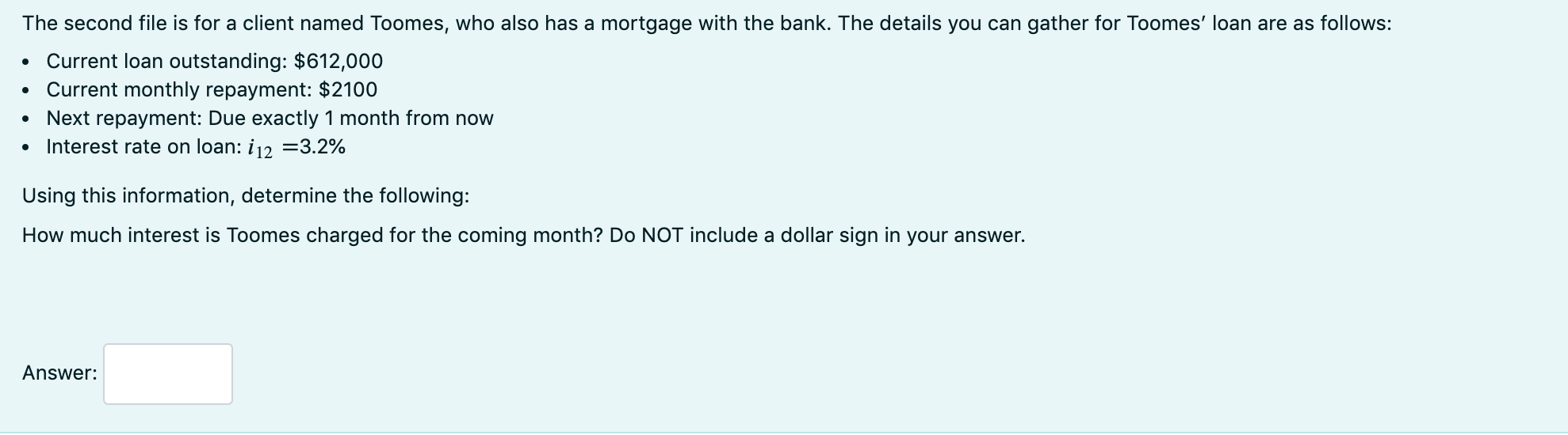  The second file is for a client named Toomes, who also