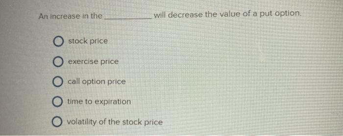 option. O stock price O exercise price O interest rate O time