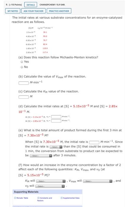 (Chapter 15, Ques 9) answer completely please! 9. [-/15 Points DETAILS CHANGPCHEMI