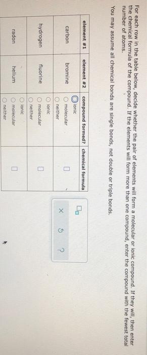  For each row in the table below, decide whether the pair