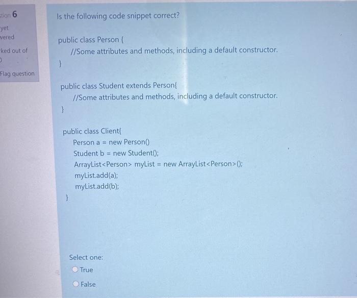 en 5 In Java, all classes extend the Object class. The Object