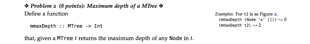 multiway trees we use the type definitioin data MTree = Node Char