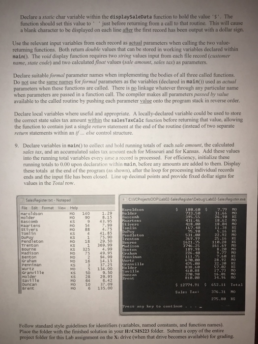 program named Lab02-SalesRegister in a suitable folder. Copy the completed version to