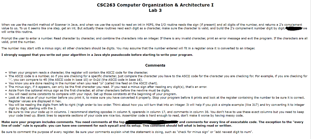 Need it in MIPS assembly Language Please. CSC263 Computer organization &