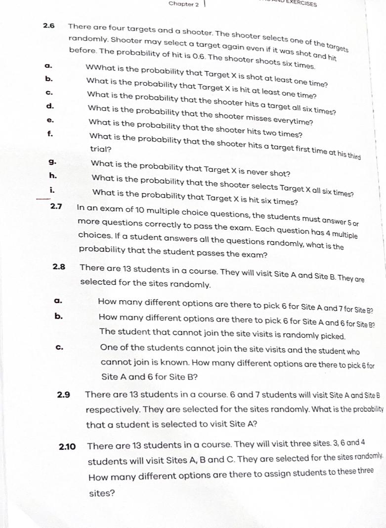  How to solve Chapter 2 2.6 There are four targets and