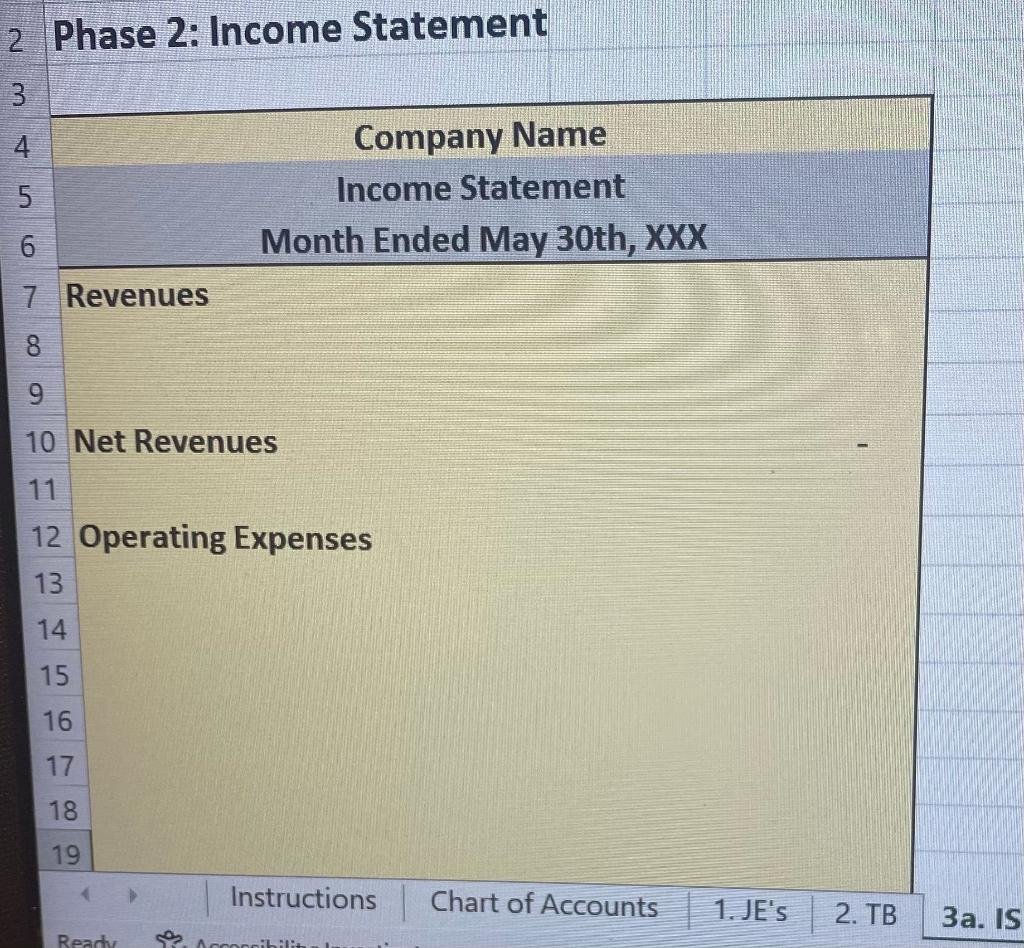 income statement, statement of changes in equity and balance sheet for your