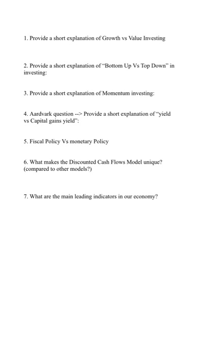  Questions that we will be required to answer in our Investments