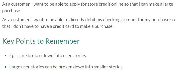 epic. Upload the user stories in a Word document to this location.