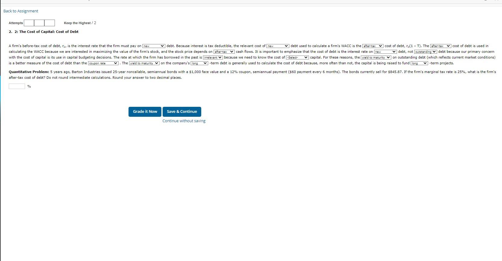  Quantitative Problem: 5 years ago, Barton Industries issued 25-year noncallable, semiannual