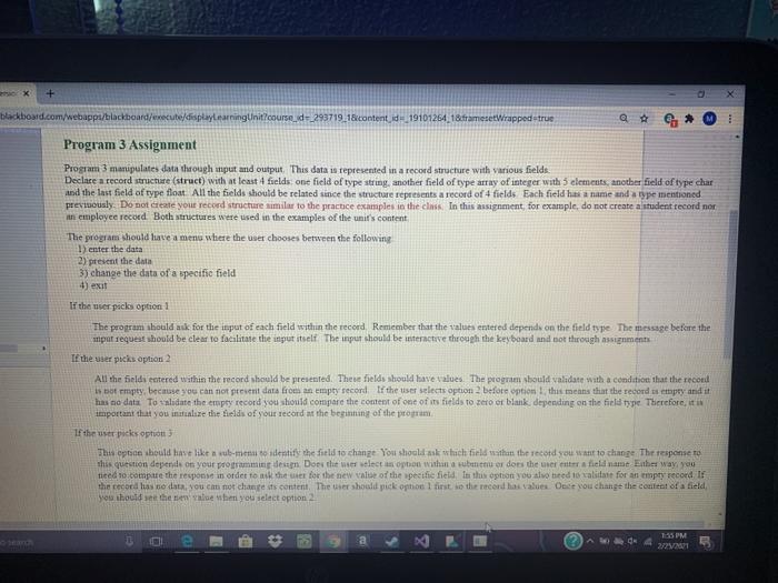data through input and output. This data is represented in a record