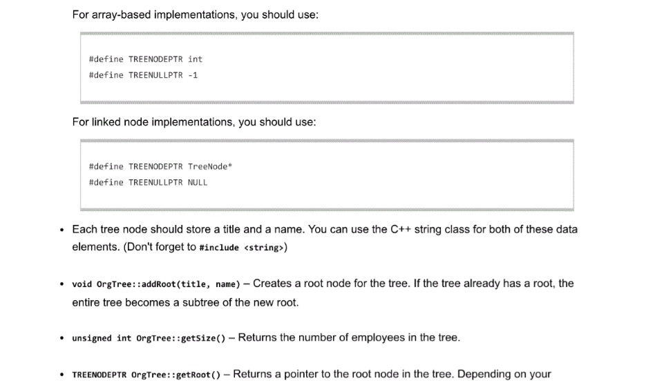 for this assignment is to implement a general tree that can store,