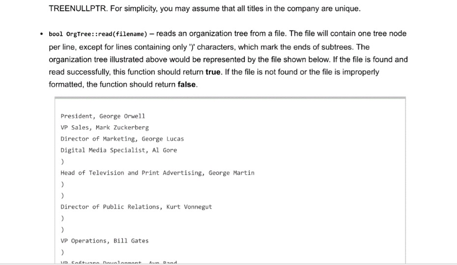 The structure of the chart shows who works for whom within the