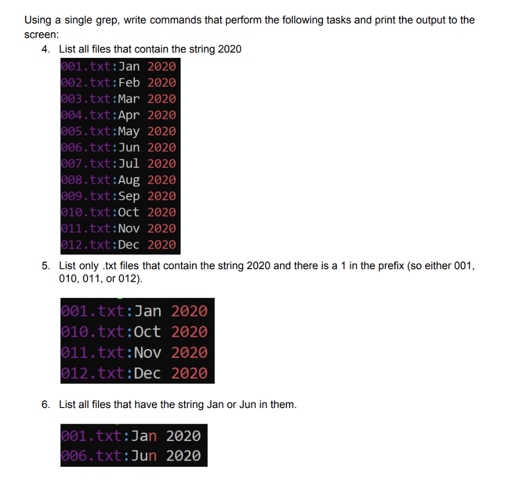 point each) Using find, write commands that search for files in your