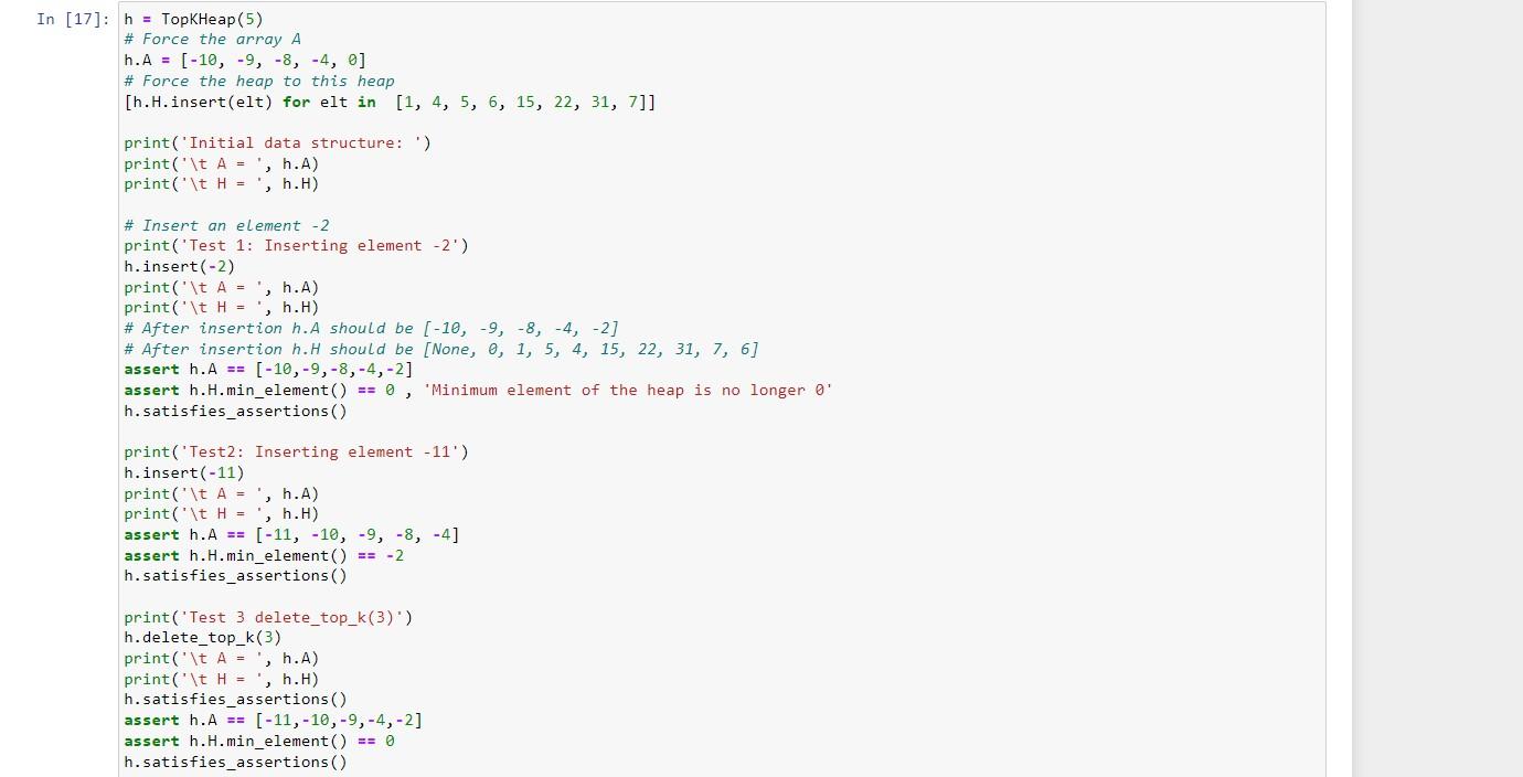 I included the previous code and test cells (can't edit) for reference.