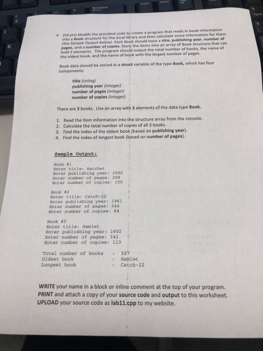  Need help with the following C++ assignment: Insert (50 pts) Modify