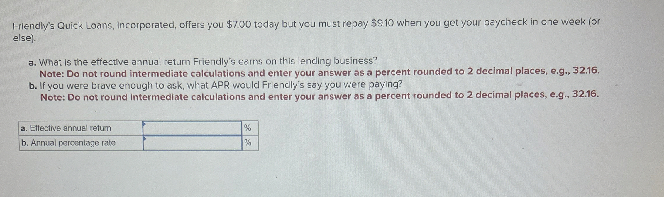  Friendly's Quick Loans, Incorporated, offers you $7.00 today but you must