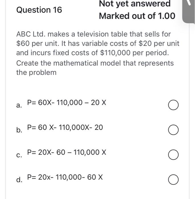  please solve all the questions Question 16 ABC Ltd. makes a