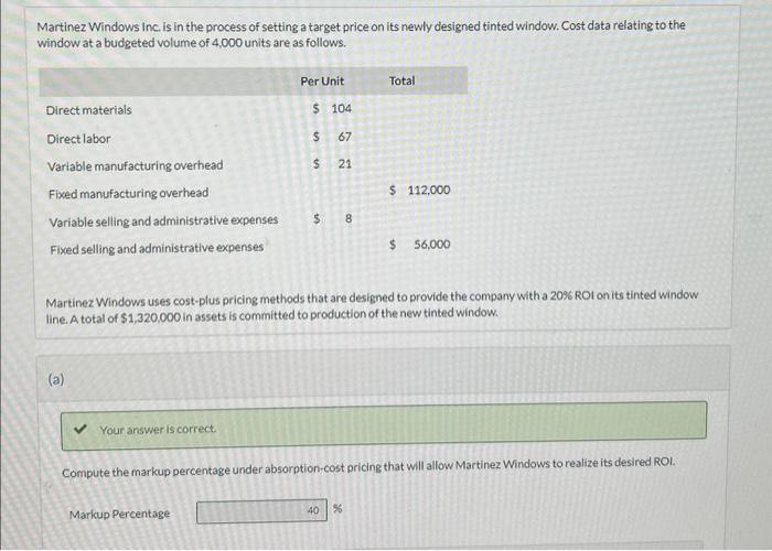  need the answer for part D (target price). Martinez Windows inc,