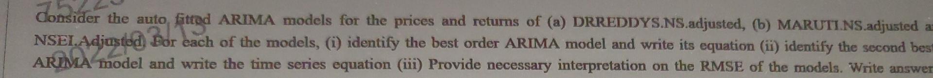  Consider the auto NSEI. Adjusted 27 med ARIMA models for the