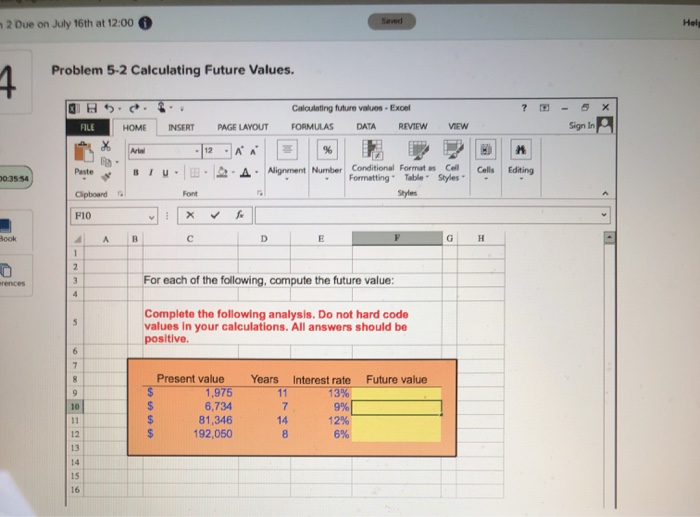  2 Due on July 16th at 12:00 Hels Problem 5-2 Calculating