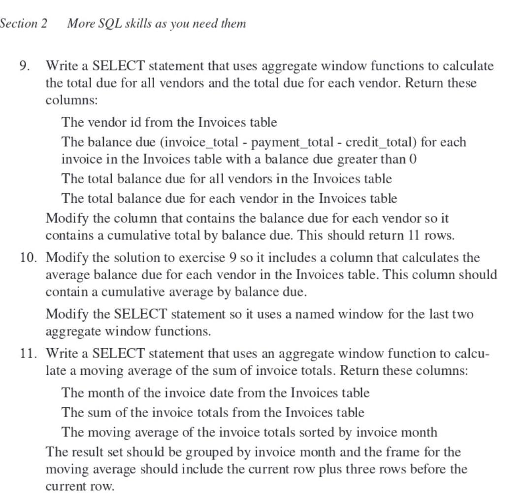 a SELECT statement that returns one row for each vendor in the